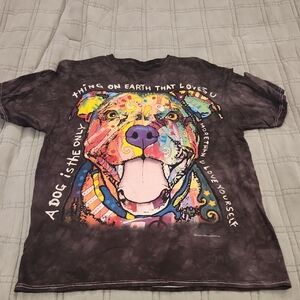 Vibrant Dog Gray & Black Tie Dye Graphic Tee - Multicolor Size L!
